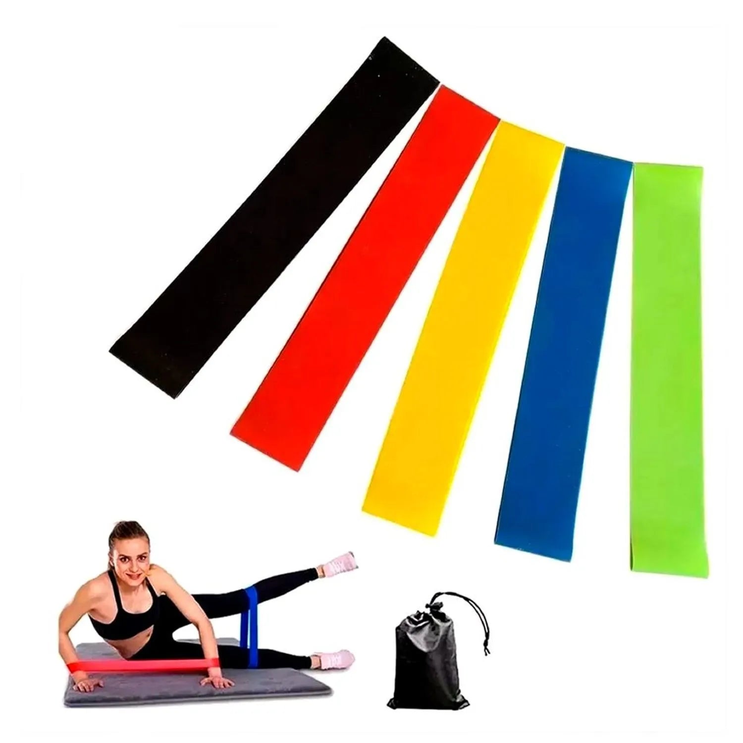 5 Bandas Elásticas de Resistencia Progresiva para Entrenamiento y Rehabilitación